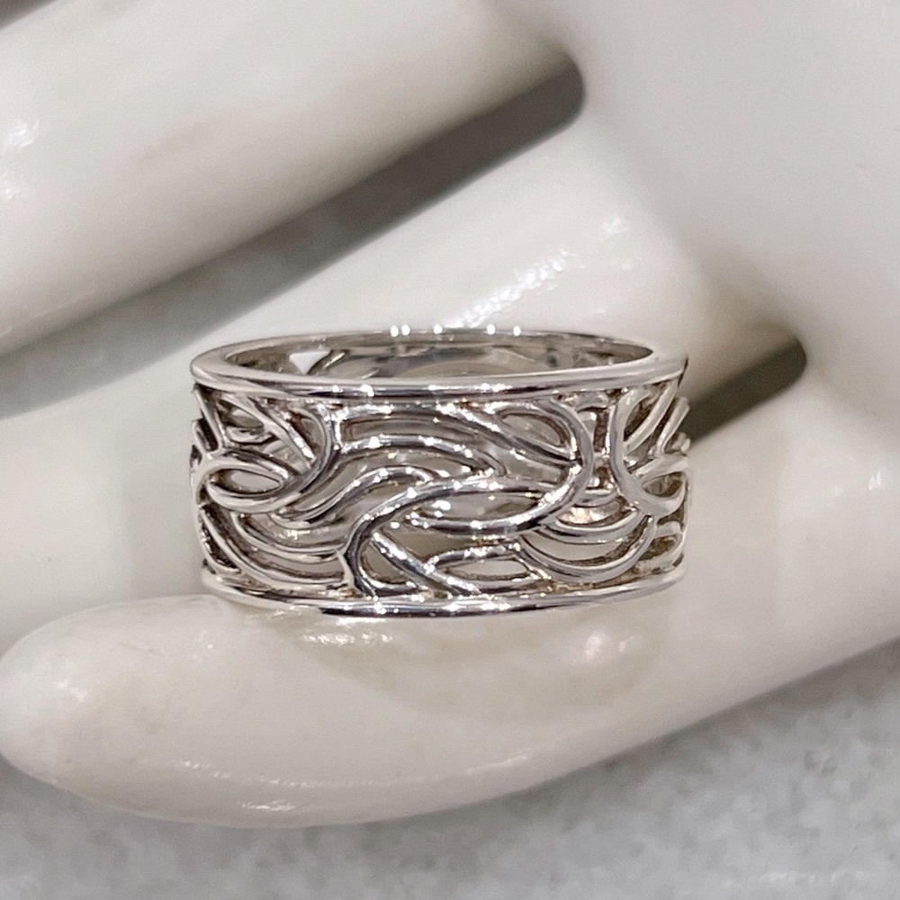 Sterling Silver Wavy Openwork  Band Ring
